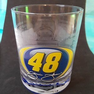 2007 JIMMIE JOHNSON 10 oz ROCKS GLASS - ETCHED GLASS CELEBRATES HIS CHAMPIONSHIP